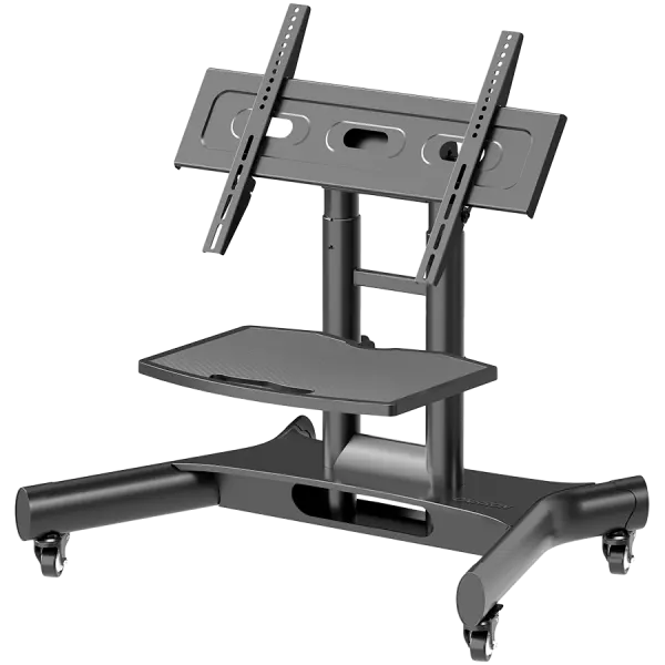 ONKRON Tilting Mobile TV Stand for 32'' – 70 Inch LCD LED OLED TV Screens & Touch Panels Rolling TV Cart on Wheels with Shelf, Black