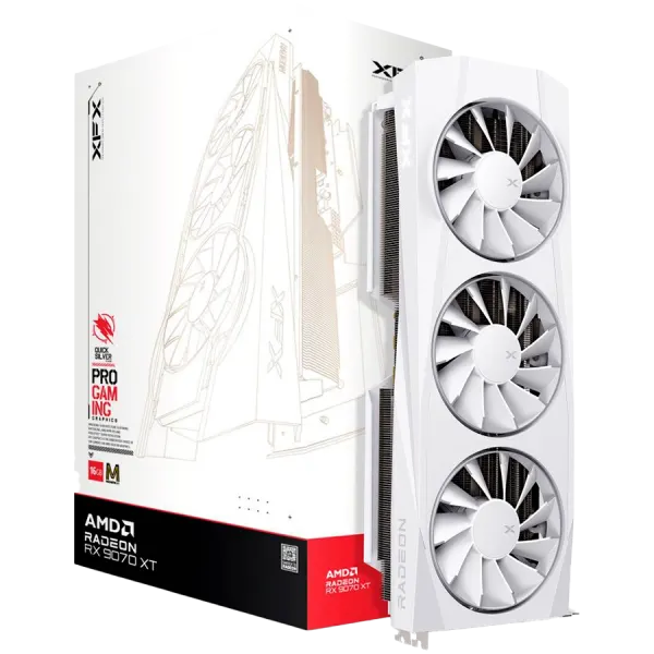 XFX Quicksilver AMD Radeon RX 9070XT White Magnetic Air 16GB GDDR6 256-bit HDMI 3xDP
