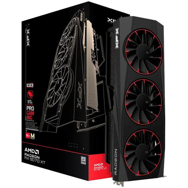XFX Quicksilver AMD Radeon RX 9070XT Magnetic Air Edition with 16GB GDDR6 HDMI 3xDP AMD RDNA 4