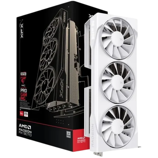 XFX Swift AMD Radeon RX 9070 OC White Triple 90mm Fan Gaming Edition 16GB GDDR6 1xHDMI 3xDP