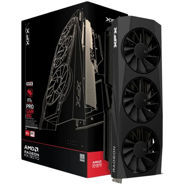 XFX Quicksilver AMD Radeon RX 9070 OC Gaming Edition with 16GB GDDR6 HDMI 3xDP, AMD RDNA 4