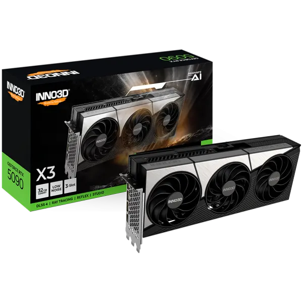 INNO3D NVIDIA RTX-5090 X3 32GB GDDR7 512bit, 2410 Mhz / 28 Gbps, 3x DP, 1x HDMI, 3 fan, 3 slot