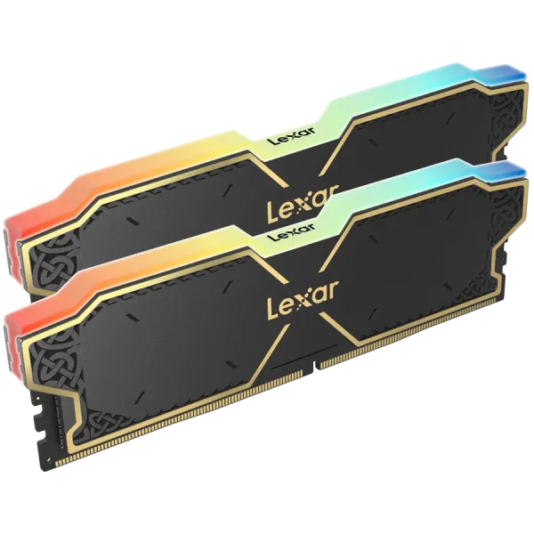 Lexar 32GB Kit (2x16GB) THOR DDR5 6000 CL38 1.3V Memory with heatsink and RGB lighting, Black Color, Dual pack