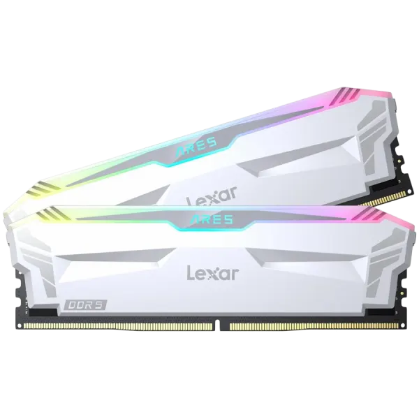 Lexar Ares DDR5 (2X16GB) 6400 CL32 1.4V Memory with heatsink and RGB lighting,Dual pack, White Color
