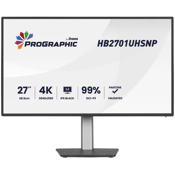IIYAMA 27" IPS BLACK 2.0 panel, 3840x2160 UHD, DCI-P3 99%, Pantone Certified, Delta E 2, USB-C Dock (LAN 96W PD DP-OUT), 4ms, 15cm height adj. stand, 450cd/m2, CR 3000:1, HDMI, DisplayPort, Speakers, USB HUB (3x 3.2+1xC)