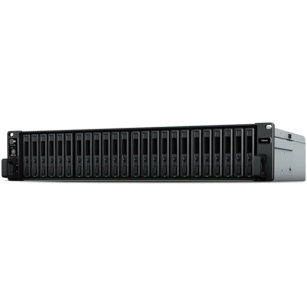 Synology FlashStation FS6400 all-flash server, 2U, Dual Intel Xeon Silver 8-core CPU with NUMA, 32 DDR4 ECC RDIMM, 24 BAY, 2.5" SAS HDD/SSD or 2.5" SATA SSD, Hot Swappable Drive, 2xUSB 3.0, 2xRJ-45 GbE, 1xRJ-45 10GbE,2 x Gen3 x8 PCIe slots