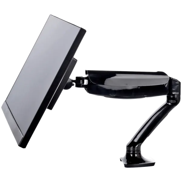 Flexible desk mount for single monitor with height adjustable gas spring. Deskmount with clamp or grommet. Monitor size 10~27", VESA 75x75 or 100x100mm, 1~5kg