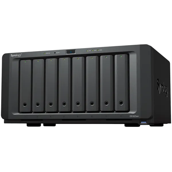 Synology DS1823xs+,Tower,8-Bay 3.5''SATA HDD/SSD, 2xM.2 2280 NVMe SSD,CPU AMD Ryzen V1780B 4-core 3.35(base) /3.6(turbo)GHz,8 GB DDR4 ECC SODIMM,2xRJ-45 1GbE LAN, 1xRJ-45 10GbE LAN,3 xUSB 3.2 Port, 2xeSata, 1xOut-of-Band Management LAN Port,6.2kg,5y