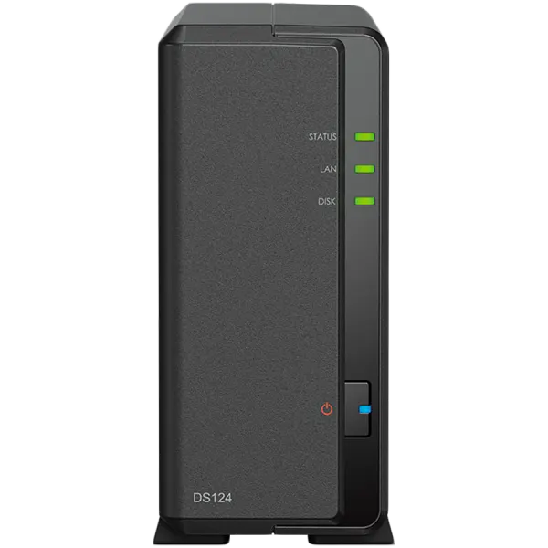 Synology DiskStation DS124 1-Bay NAS, CPU 4-core 1.7 GHz, 1 GB DDR4, 1 x 1Gbe LAN, 2 x USB 3.2