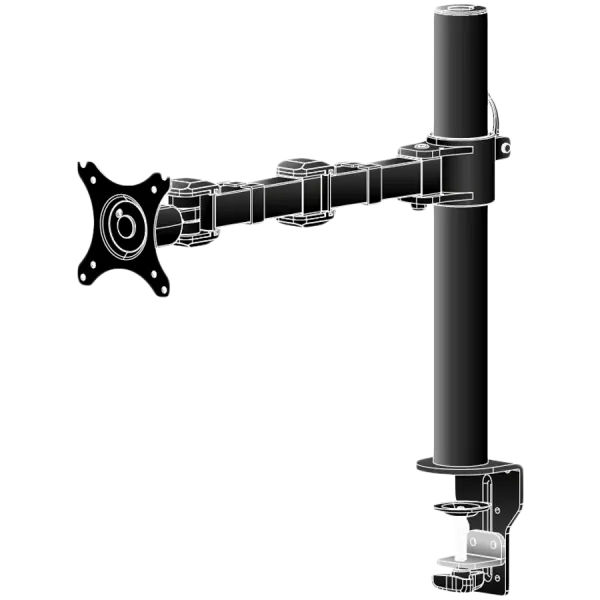 Flexible desk mount for single monitor. Desk mount with clamp or grommet. Monitor size 10~30", VESA 75x75 or 100x100mm, <=10kg.