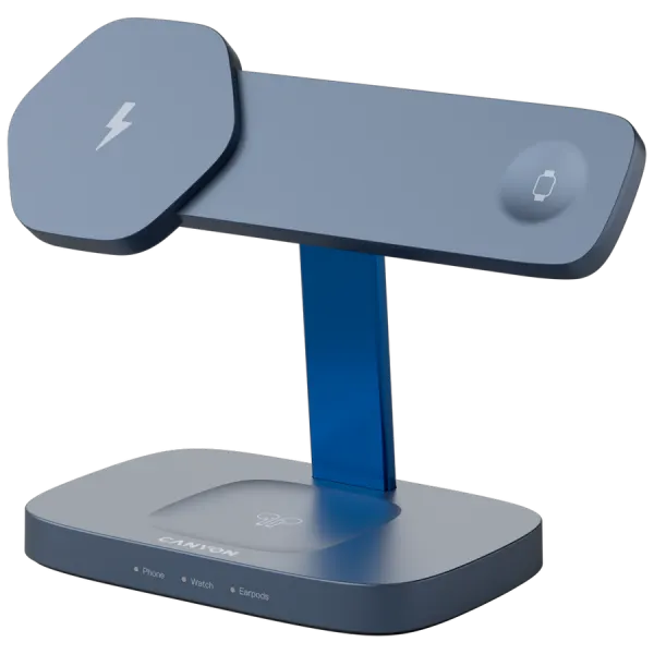 CANYON Wireless Charging Station Hexagon 310 3in1 DarkGrey/Blue