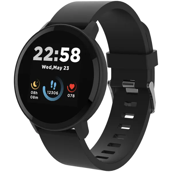 CANYON Lollypop SW-63, Smart watch, 1.3inches IPS full touch screen, Round watch, IP68 waterproof, multi-sport mode, BT5.0, compatibility with iOS and android, black, Host: 25.2*42.5*10.7mm, Strap: 20*250mm, 45g