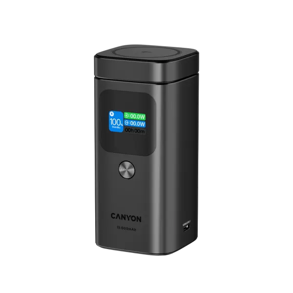 CANYON Qi2 magnetic power bank OnPower 150 15000mAh Aluminium Dark grey