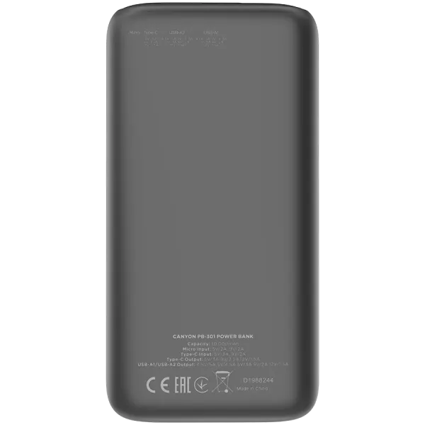 CANYON power bank PB-301 LED 30000 mAh PD 20W QC 3.0 Black