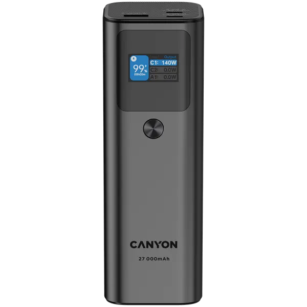 CANYON power bank PB-2010 TFT 27000 mAh 97.2Wh PD140W QC 3.0 Dark Grey