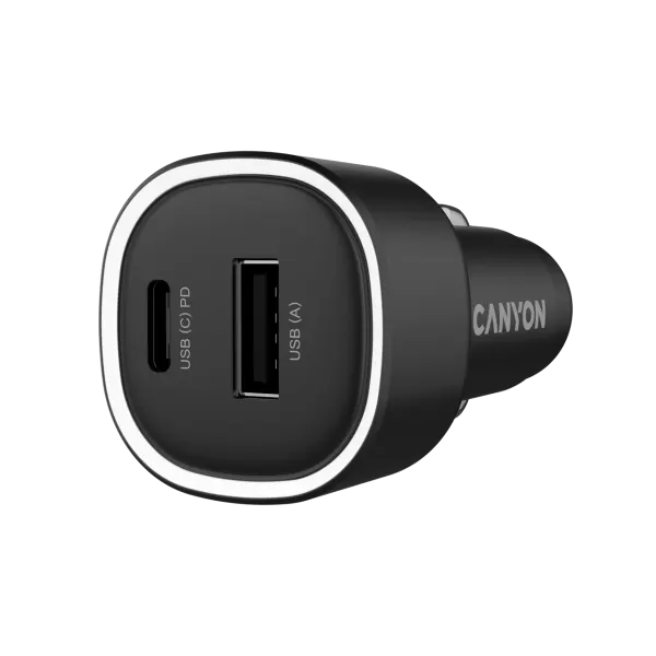 CANYON car charger OnDrive 48 PD 48W USB-A+USB-C Black