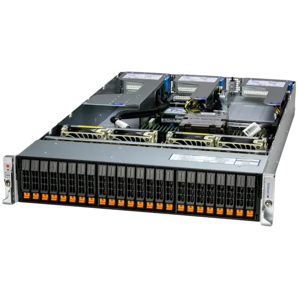 Supermicro assembled server based on AS-2115HS-TNR, Genoa 9354 CPU, 2x 16GB DDR5-5600, SSD 2.5" NVMe PCIe4 960GB, AIOM G4 x8 2x 25GbE, SMC System Management, Riser Bracket(4-slot), CBL-KIT-2115HS-TNR-24N, 1U LHS Hyper riser card