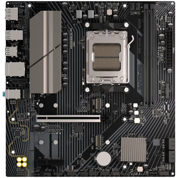 SAPPHIRE AMD B650M-E  AM5 Ryzen R9/R7/R5, 2x DDR5 7600MHz, PCIe 4.0 x16, 1x M.2 Gen5, 1x M.2 Gen4, LAN 2.5 Gbps, Micro-ATX