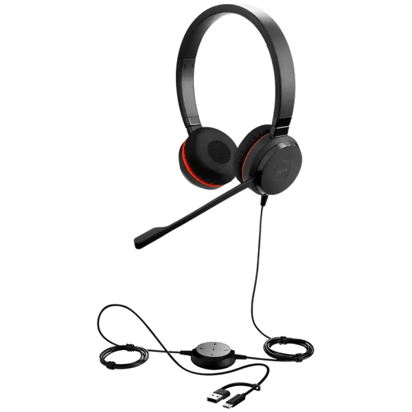 JABRA Evolve 20 SE, Stereo MS, USB C/A adapter, Leather