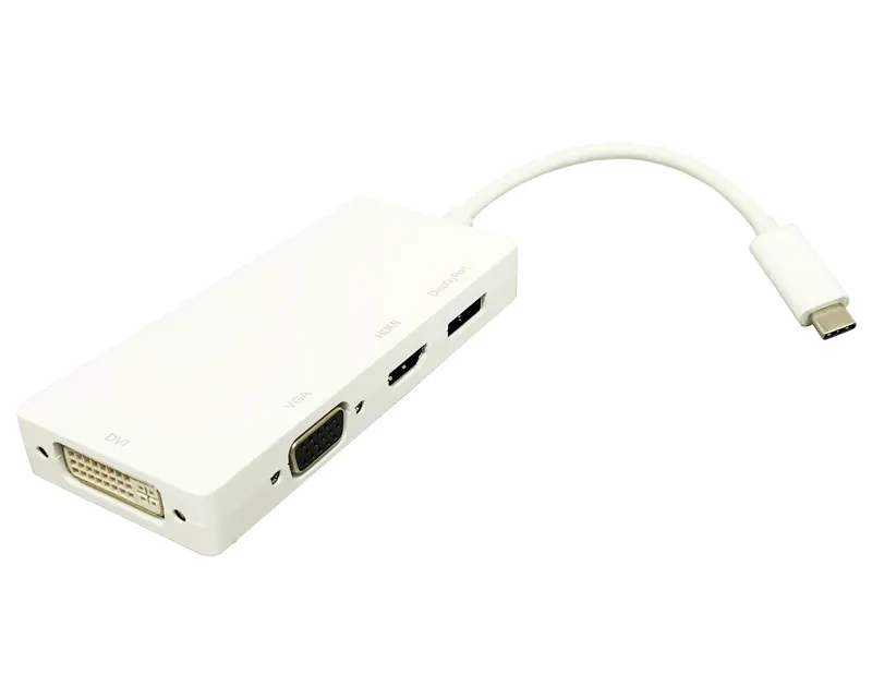 Adapter USB 3.1 tip C (M) - Display Port + HDMI + VGA + DVI (F) beli