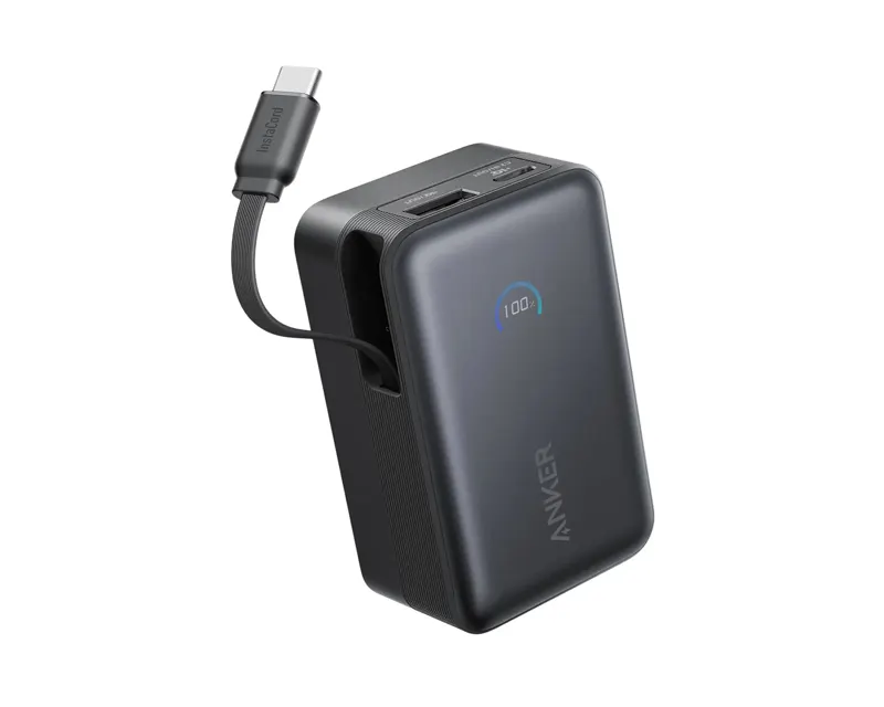Nano 10000mAh, 45W, sa ugrađenim USB-C kablom na izvlačenje, Power Bank crni