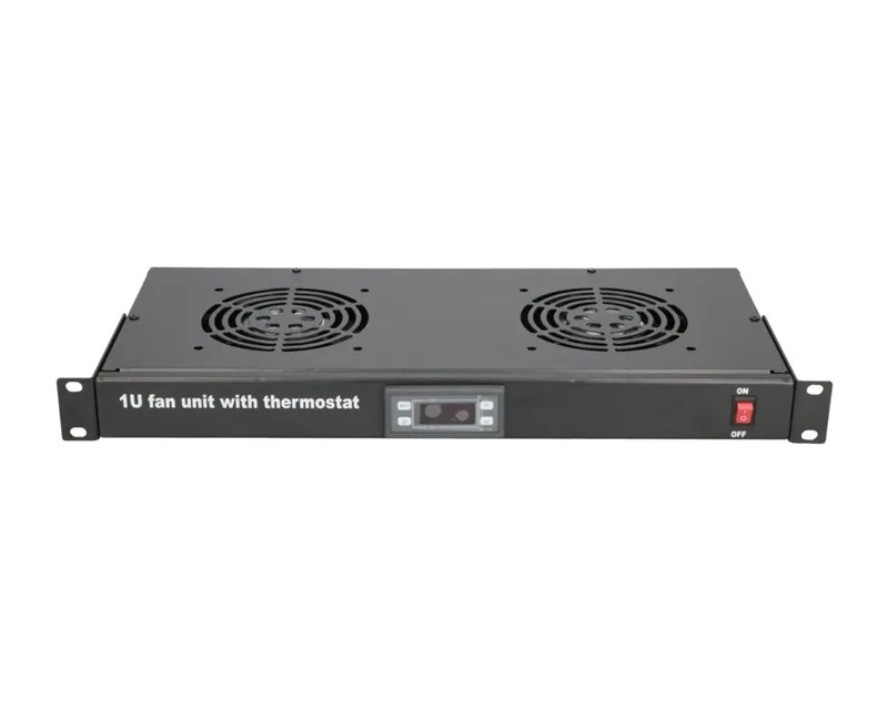 Ventilacioni panel-polica, dva ventilatora i termostat, 1U